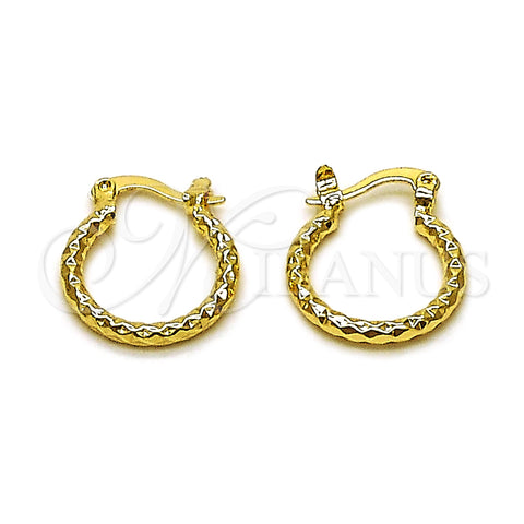 Oro Laminado Small Hoop, Gold Filled Style Diamond Cutting Finish, Golden Finish, 02.170.0296.1.15