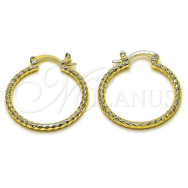 Oro Laminado Small Hoop, Gold Filled Style Diamond Cutting Finish, Golden Finish, 02.170.0296.1.25