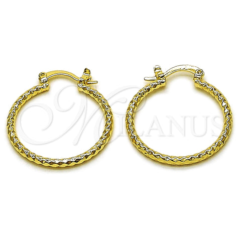 Oro Laminado Small Hoop, Gold Filled Style Diamond Cutting Finish, Golden Finish, 02.170.0296.1.25