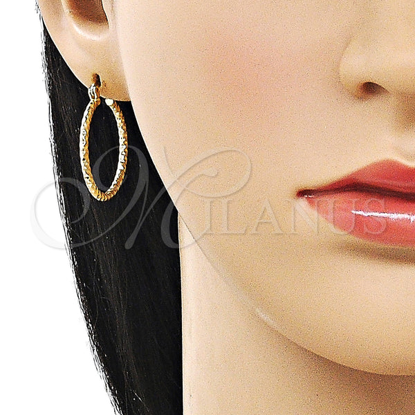 Gold Filled Hoop Earrings — Small Hoop Diamond Cutting 02. — alternate product view — SKU 162633 | Oro Laminado aretes de aro — aro pequeño Diamond Cutting 02. — SKU 162633