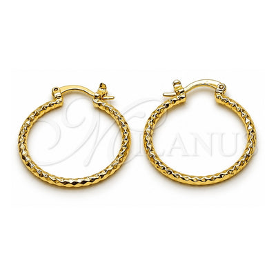 Oro Laminado Small Hoop, Gold Filled Style Diamond Cutting Finish, Golden Finish, 02.170.0296.1.25