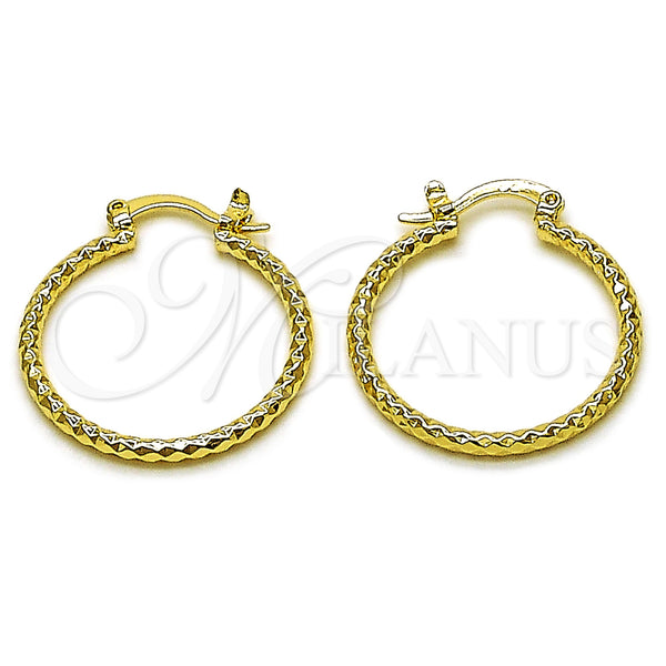 Gold Filled Hoop Earrings — Small Hoop Diamond Cutting 02. — main product view — SKU 162633 | Oro Laminado aretes de aro — aro pequeño Diamond Cutting 02. — SKU 162633
