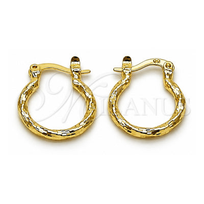 Oro Laminado Small Hoop, Gold Filled Style Twist Design, Diamond Cutting Finish, Golden Finish, 02.170.0572.15