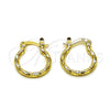 Oro Laminado Small Hoop, Gold Filled Style Twist Design, Diamond Cutting Finish, Golden Finish, 02.170.0572.15