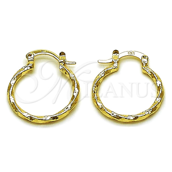 Oro Laminado Small Hoop, Gold Filled Style Diamond Cutting Finish, Golden Finish, 02.170.0572.20