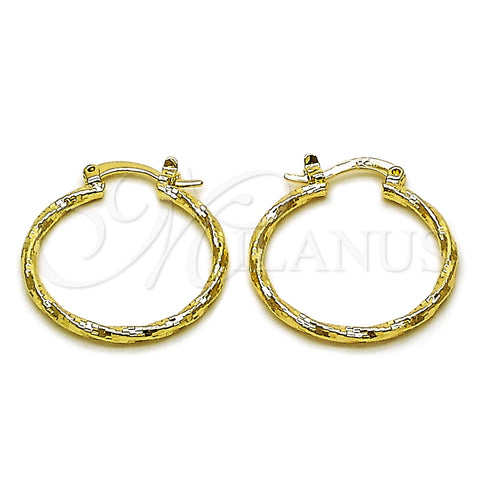 Oro Laminado Small Hoop, Gold Filled Style Diamond Cutting Finish, Golden Finish, 02.170.0572.25