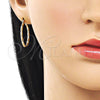 Oro Laminado Small Hoop, Gold Filled Style Twist Design, Diamond Cutting Finish, Golden Finish, 02.170.0572.25