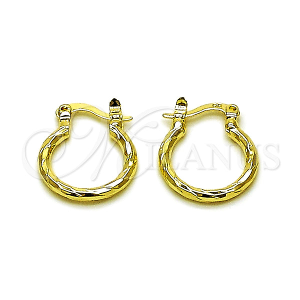Oro Laminado Small Hoop, Gold Filled Style Diamond Cutting Finish, Golden Finish, 02.170.0523.1.15