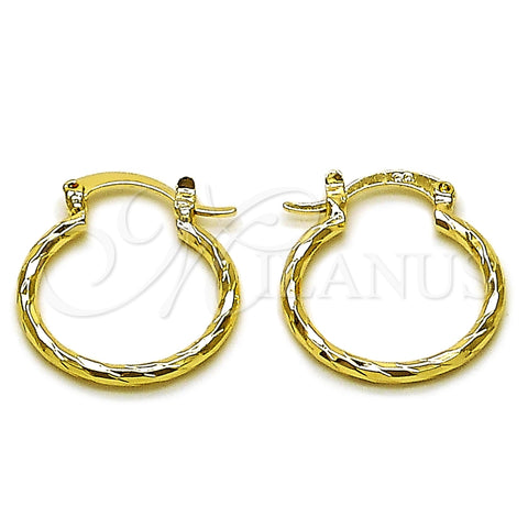 Oro Laminado Small Hoop, Gold Filled Style Diamond Cutting Finish, Golden Finish, 02.170.0523.1.20