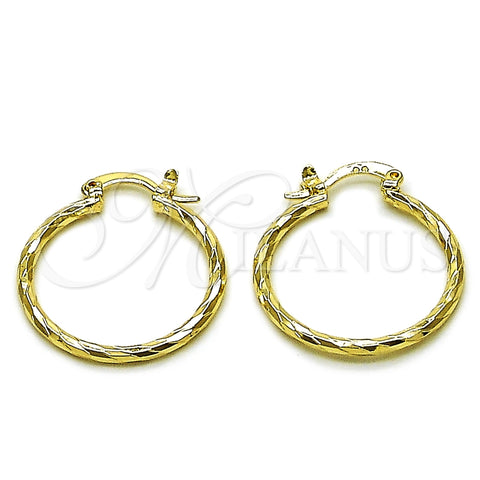 Oro Laminado Small Hoop, Gold Filled Style Diamond Cutting Finish, Golden Finish, 02.170.0523.1.25