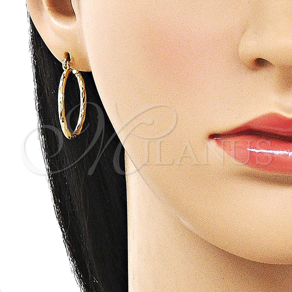 Gold Filled Hoop Earrings — Small Hoop Diamond Cutting 02. — alternate product view — SKU 162640 | Oro Laminado aretes de aro — aro pequeño Diamond Cutting 02. — SKU 162640