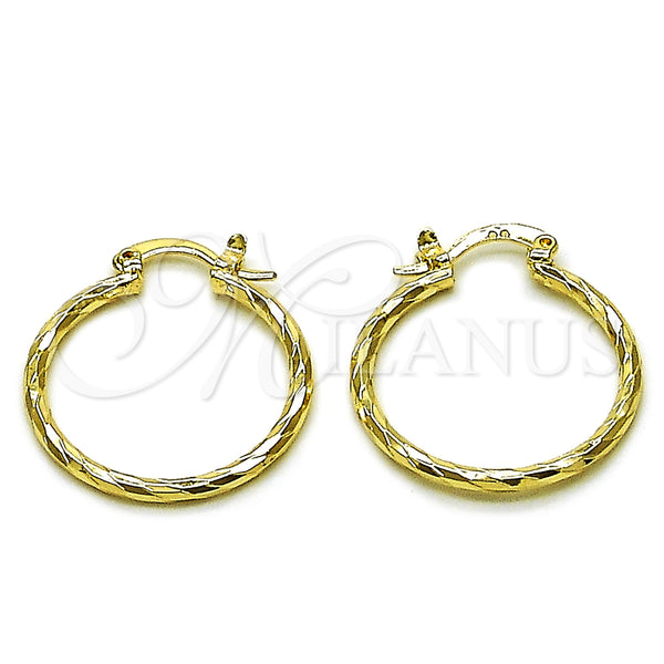 Gold Filled Hoop Earrings — Small Hoop Diamond Cutting 02. — main product view — SKU 162640 | Oro Laminado aretes de aro — aro pequeño Diamond Cutting 02. — SKU 162640