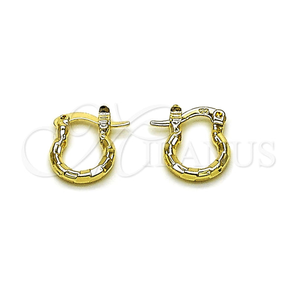 Oro Laminado Small Hoop, Gold Filled Style Diamond Cutting Finish, Golden Finish, 02.168.0037.10