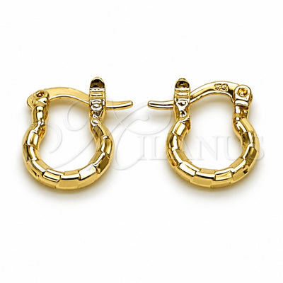 Oro Laminado Children Hoop, Gold Filled Style Diamond Cutting Finish, Golden Finish, 02.168.0037.10