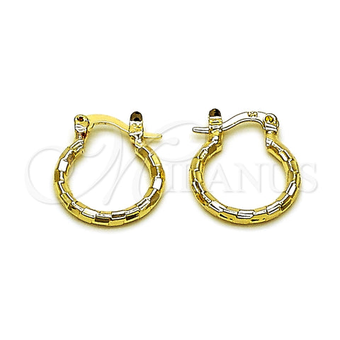 Oro Laminado Small Hoop, Gold Filled Style Diamond Cutting Finish, Golden Finish, 02.168.0037.15