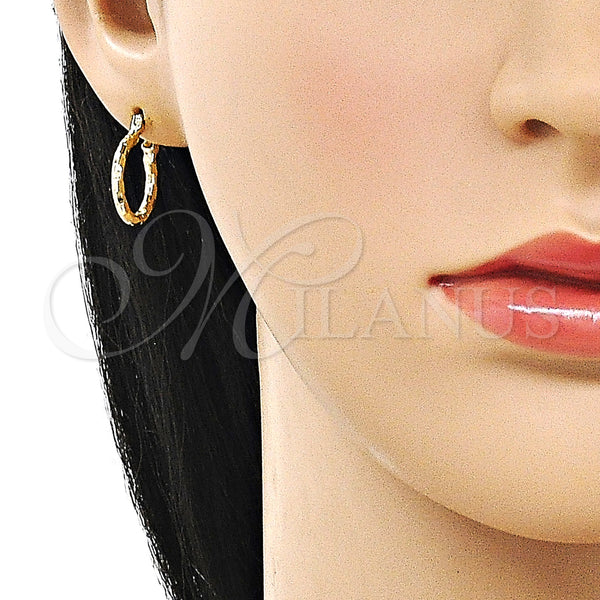Gold Filled Hoop Earrings — Small Hoop Diamond Cutting 02. — alternate product view — SKU 162642 | Oro Laminado aretes de aro — aro pequeño Diamond Cutting 02. — SKU 162642