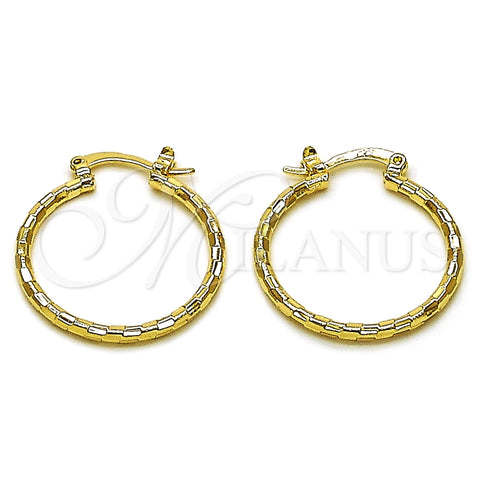Oro Laminado Small Hoop, Gold Filled Style Diamond Cutting Finish, Golden Finish, 02.168.0037.25