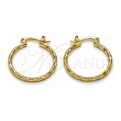 Oro Laminado Small Hoop, Gold Filled Style Diamond Cutting Finish, Golden Finish, 02.168.0037.25