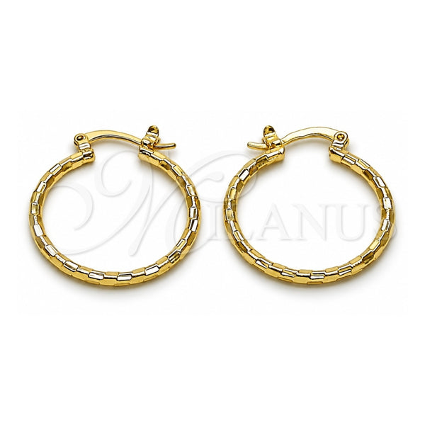Oro Laminado Small Hoop, Gold Filled Style Diamond Cutting Finish, Golden Finish, 02.168.0037.25