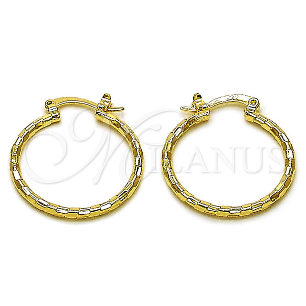 Oro Laminado Small Hoop, Gold Filled Style Diamond Cutting Finish, Golden Finish, 02.168.0037.25
