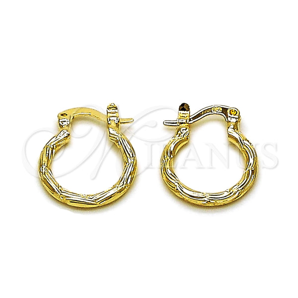 Oro Laminado Small Hoop, Gold Filled Style Diamond Cutting Finish, Golden Finish, 02.170.0573.15