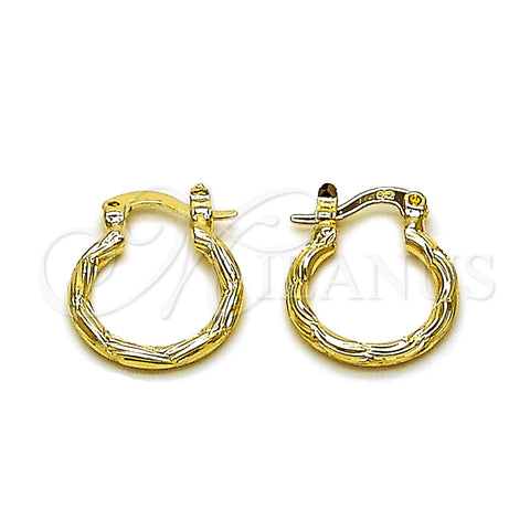 Oro Laminado Small Hoop, Gold Filled Style Diamond Cutting Finish, Golden Finish, 02.170.0573.15