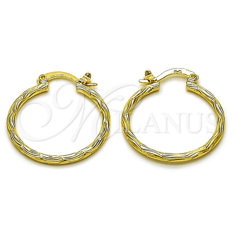 Oro Laminado Small Hoop, Gold Filled Style Diamond Cutting Finish, Golden Finish, 02.170.0573.25