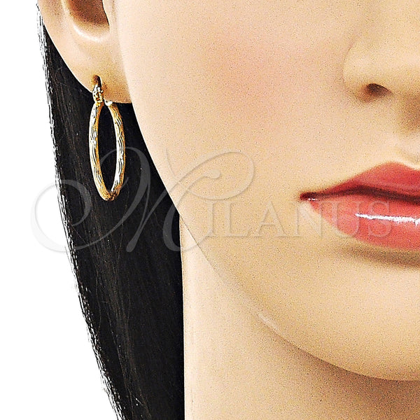 Gold Filled Hoop Earrings — Small Hoop Diamond Cutting 02. — alternate product view — SKU 162645 | Oro Laminado aretes de aro — aro pequeño Diamond Cutting 02. — SKU 162645