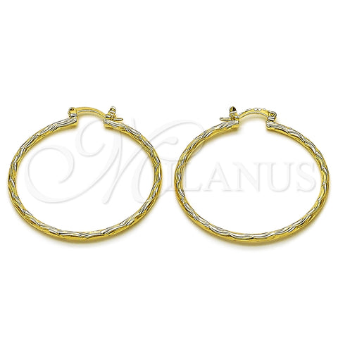 Oro Laminado Medium Hoop, Gold Filled Style Diamond Cutting Finish, Golden Finish, 02.170.0573.40