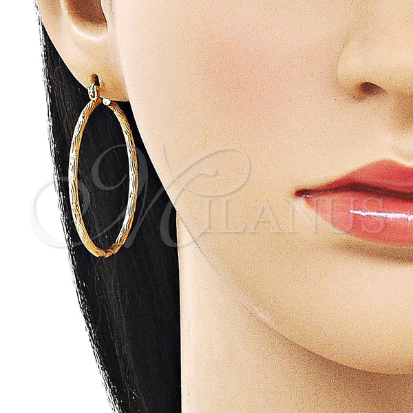 Gold Filled Hoop Earrings — Medium Hoop Diamond Cutting 02. — alternate product view — SKU 162646 | Oro Laminado aretes de aro — Medium Hoop Diamond Cutting 02. — SKU 162646