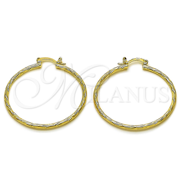 Gold Filled Hoop Earrings — Medium Hoop Diamond Cutting 02. — main product view — SKU 162646 | Oro Laminado aretes de aro — Medium Hoop Diamond Cutting 02. — SKU 162646
