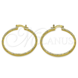 Gold Filled Hoop Earrings — Medium Hoop Diamond Cutting 02. — main product view — SKU 162646 | Oro Laminado aretes de aro — Medium Hoop Diamond Cutting 02. — SKU 162646