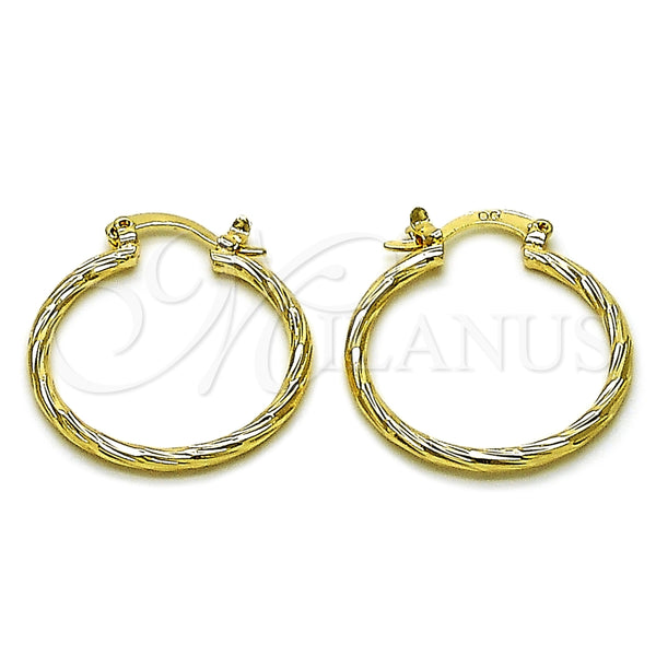 Oro Laminado Small Hoop, Gold Filled Style Brushed Finish, Golden Finish, 5.136.031.25