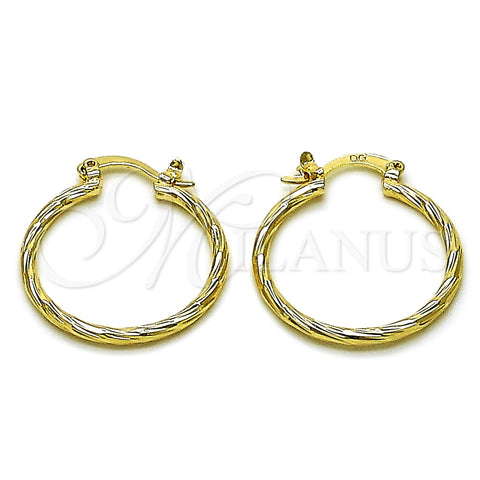 Oro Laminado Small Hoop, Gold Filled Style Brushed Finish, Golden Finish, 5.136.031.25