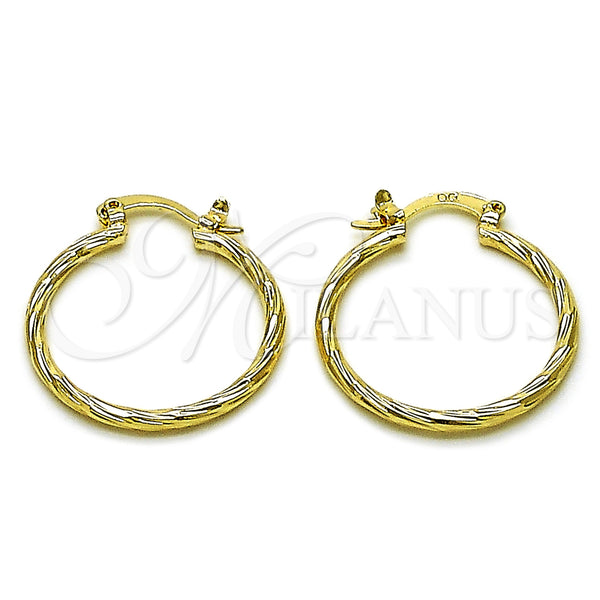 Oro Laminado Small Hoop, Gold Filled Style Brushed Finish, Golden Finish, 5.136.031.25
