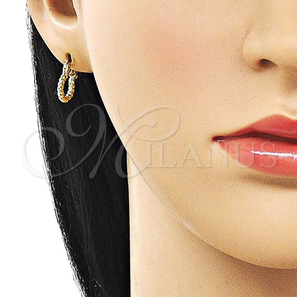 Gold Filled Hoop Earrings — Small Hoop Diamond Cutting 02. — alternate product view — SKU 162648 | Oro Laminado aretes de aro — aro pequeño Diamond Cutting 02. — SKU 162648