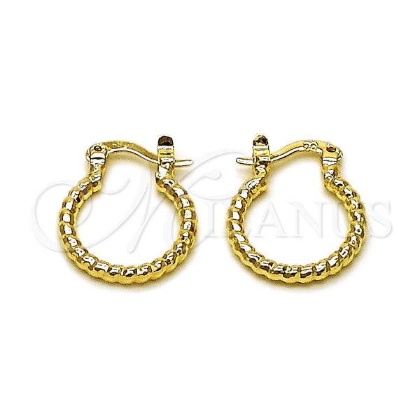Oro Laminado Small Hoop, Gold Filled Style Diamond Cutting Finish, Golden Finish, 02.168.0036.15