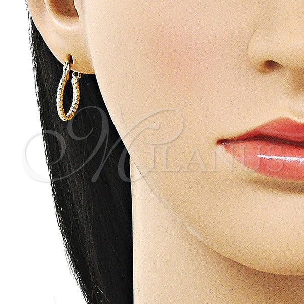 Gold Filled Hoop Earrings — Small Hoop Diamond Cutting 02. — alternate product view — SKU 162649 | Oro Laminado aretes de aro — aro pequeño Diamond Cutting 02. — SKU 162649