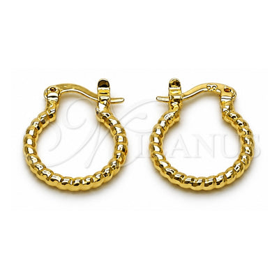 Oro Laminado Small Hoop, Gold Filled Style Diamond Cutting Finish, Golden Finish, 02.168.0036.15