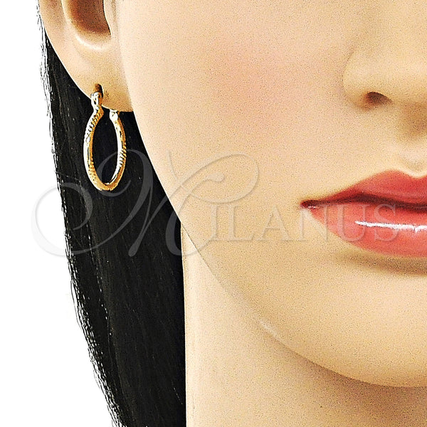Gold Filled Hoop Earrings — Small Hoop Diamond Cutting 02. — alternate product view — SKU 162650 | Oro Laminado aretes de aro — aro pequeño Diamond Cutting 02. — SKU 162650