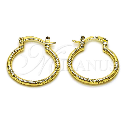 Oro Laminado Small Hoop, Gold Filled Style Diamond Cutting Finish, Golden Finish, 02.170.0574.20