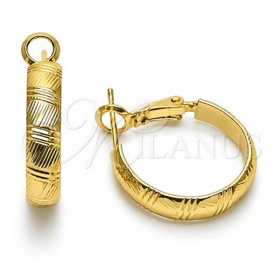 Oro Laminado Small Hoop, Gold Filled Style Diamond Cutting Finish, Golden Finish, 02.170.0575.20