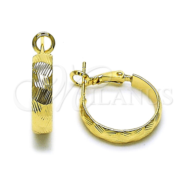 Gold Filled Hoop Earrings — Small Hoop Diamond Cutting 02. — main product view — SKU 162652 | Oro Laminado aretes de aro — aro pequeño Diamond Cutting 02. — SKU 162652