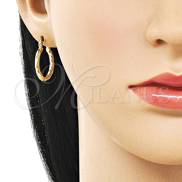 Gold Filled Hoop Earrings — Small Hoop Diamond Cutting 02. — alternate product view — SKU 162653 | Oro Laminado aretes de aro — aro pequeño Diamond Cutting 02. — SKU 162653