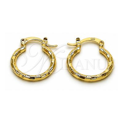 Oro Laminado Small Hoop, Gold Filled Style Diamond Cutting Finish, Golden Finish, 02.170.0577.20