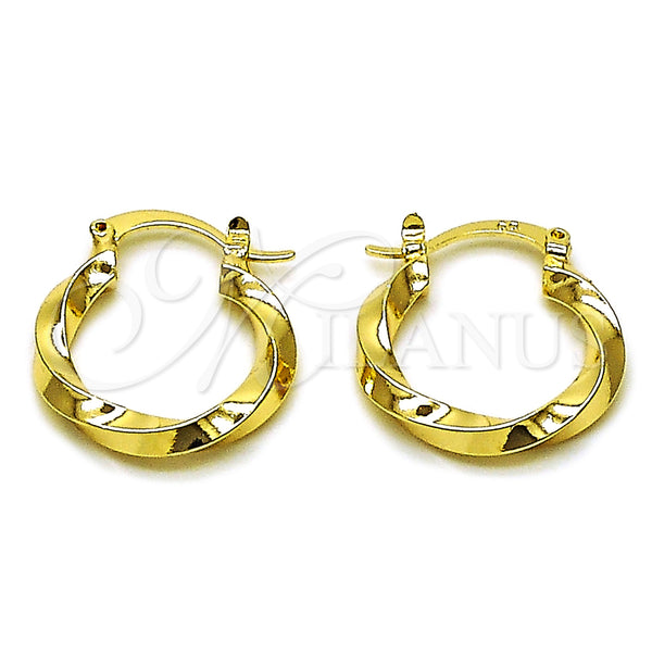 Gold Filled Hoop Earrings — Small Hoop Twist Design Polished 02. — main product view — SKU 162655 | Oro Laminado aretes de aro — aro pequeño Twist diseño pulido 02. — SKU 162655