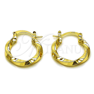 Gold Filled Hoop Earrings — Small Hoop Twist Design Polished 02. — main product view — SKU 162655 | Oro Laminado aretes de aro — aro pequeño Twist diseño pulido 02. — SKU 162655