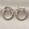 Oro Laminado Small Hoop, Gold Filled Style Diamond Cutting Finish, Tricolor, 02.213.0156.1.20