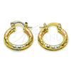 Oro Laminado Small Hoop, Gold Filled Style Diamond Cutting Finish, Tricolor, 02.213.0156.1.20