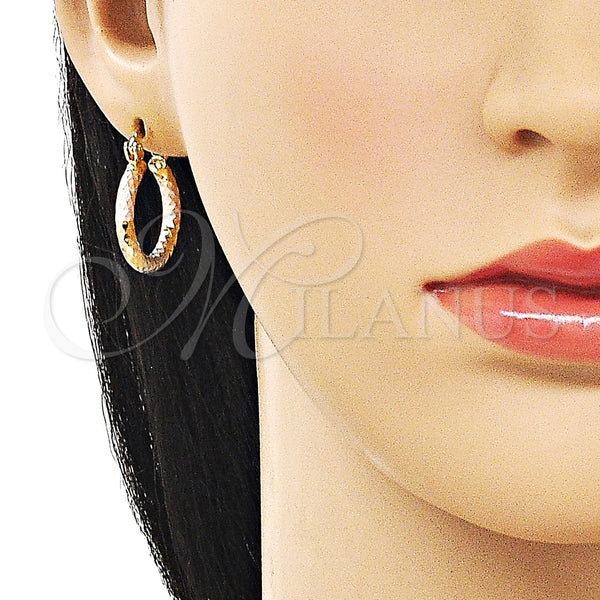 Gold Filled Hoop Earrings — Small Hoop Diamond Cutting Tricolor 02. — alternate product view — SKU 162658 | Oro Laminado aretes de aro — aro pequeño Diamond Cutting Tricolor 02. — SKU 162658